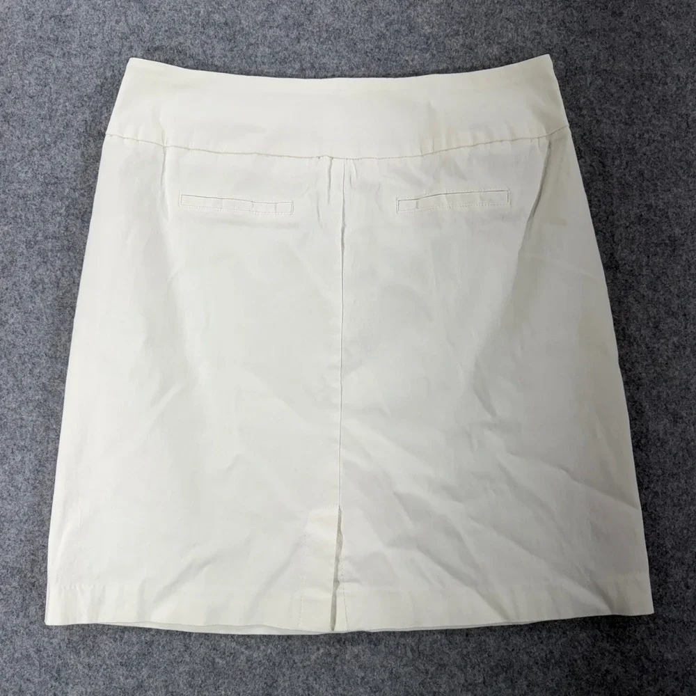 Lulu-B White Stretch Cotton Blend Mini Skirt Size 8 Flat Front Casual Classic